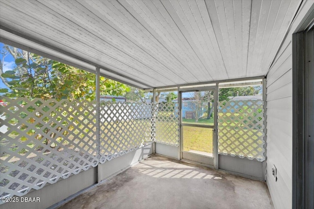 view of unfurnished sunroom