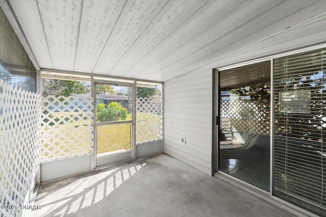 view of unfurnished sunroom