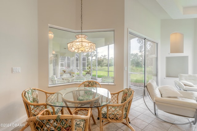 dining room featuring light tile patterned flooring