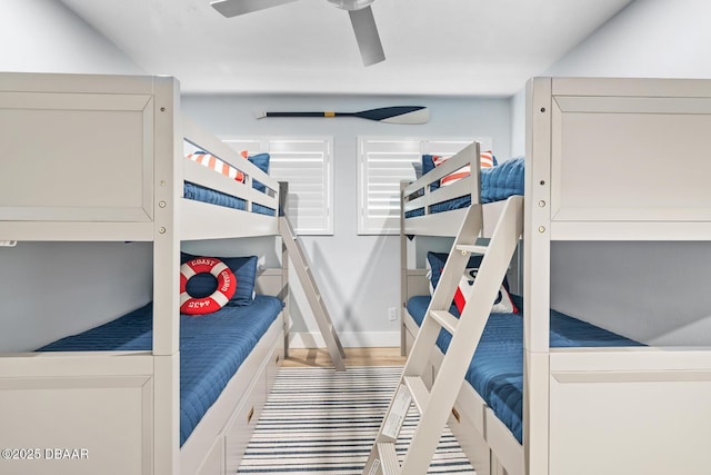 bedroom featuring ceiling fan