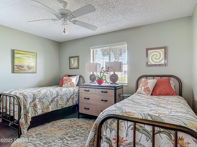 31 Sea Harbor Dr E Unit E, Ormond Beach, FL 32176 - bedroom featuring a textured ceiling and ceiling fan