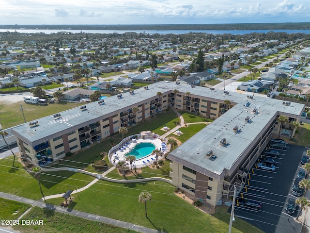 bird's eye view featuring a water view