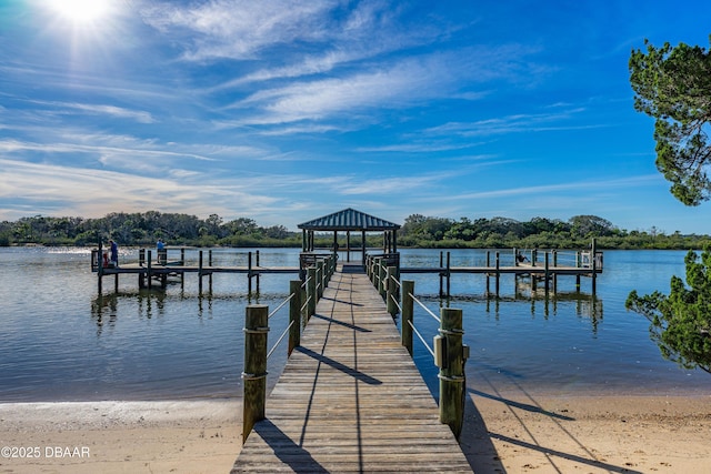 view of dock featuring a water view