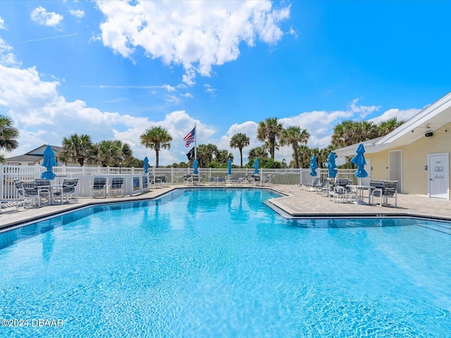 view of pool featuring a patio area