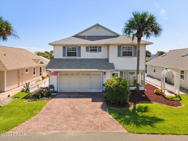 front of property with a garage and a front yard