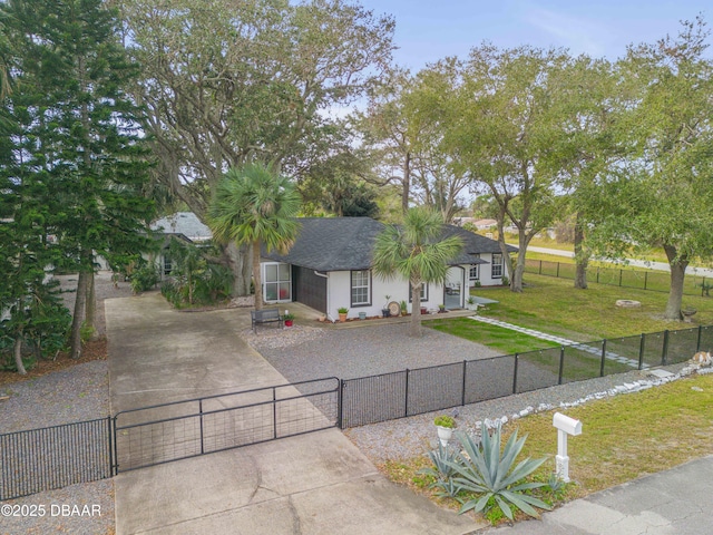 view of front of home with a front yard