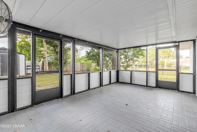 view of unfurnished sunroom