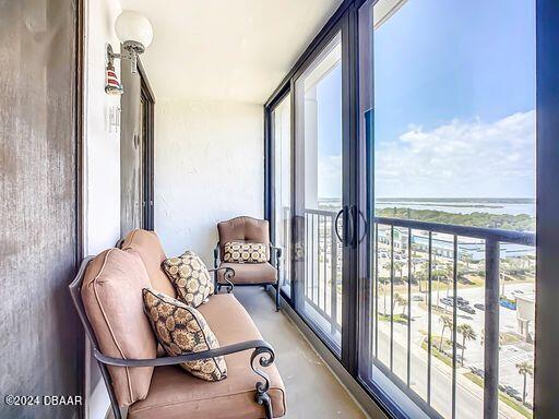 balcony with a water view