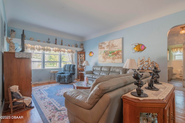 living room with hardwood / wood-style floors