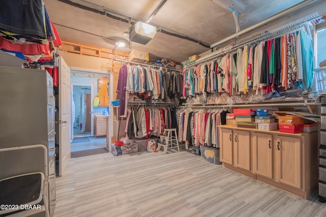 spacious closet with light wood-type flooring