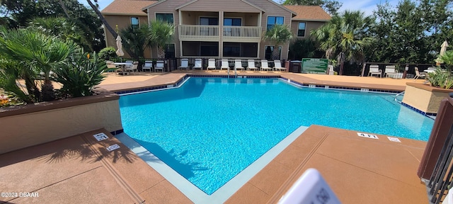 view of pool featuring a patio