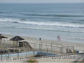 view of water feature with a view of the beach