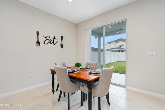 view of tiled dining room