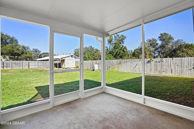 view of unfurnished sunroom