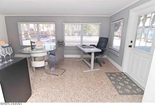 office with crown molding and plenty of natural light