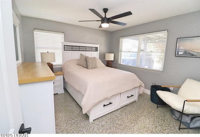 bedroom featuring ceiling fan