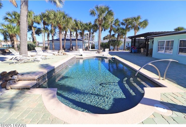 view of pool featuring a patio