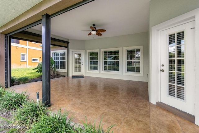 view of patio with ceiling fan