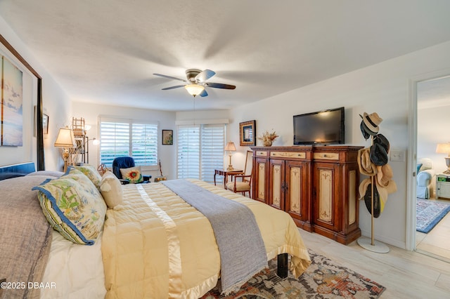 bedroom featuring ceiling fan