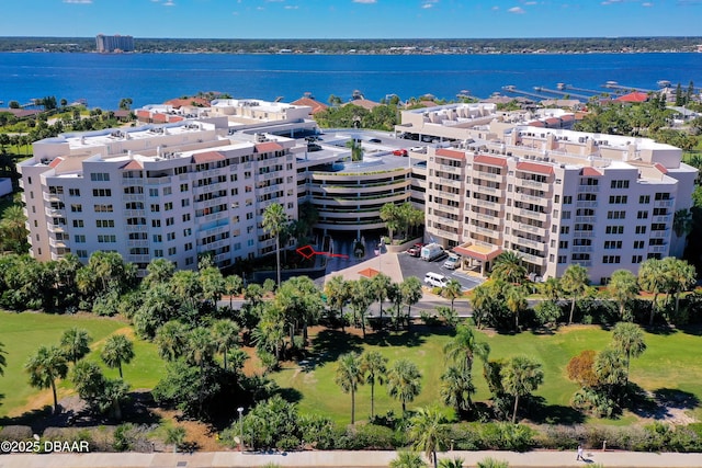 bird's eye view featuring a water view