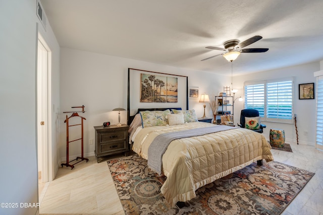 bedroom featuring ceiling fan