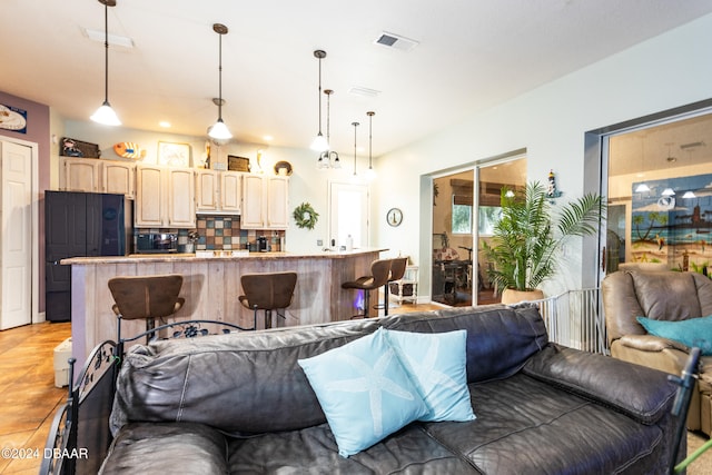 view of tiled living room