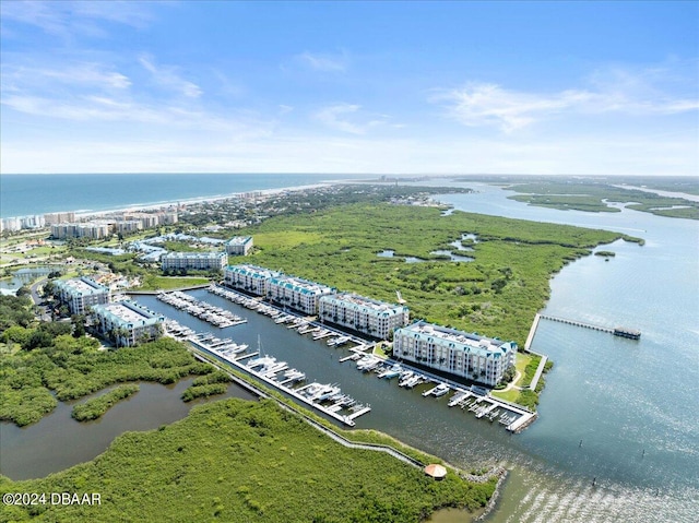 bird's eye view featuring a water view