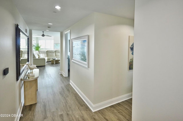 hall featuring light hardwood / wood-style floors