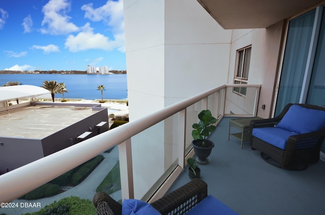 balcony with a water view