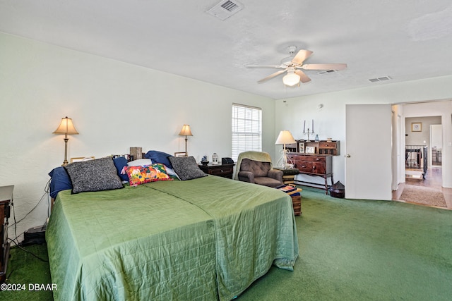 bedroom with carpet and ceiling fan