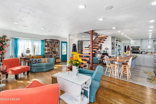 living room featuring wood-type flooring