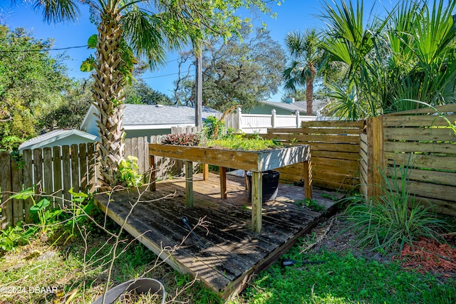 view of yard with a deck