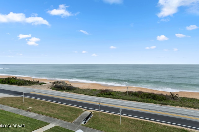 view of water feature with a view of the beach