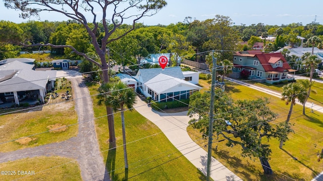 birds eye view of property with a residential view