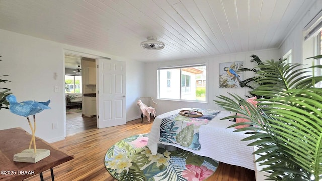 119 Rogers Park Dr, Ormond Beach, FL 32174 - bedroom with light wood-style flooring, baseboards, and wood ceiling