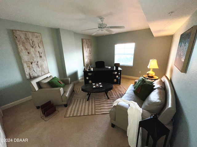 3145 S Atlantic Ave Unit 401, Daytona Beach, FL 32118 - carpeted living room featuring ceiling fan