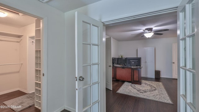 103 Cone Rd, Ormond Beach, FL 32174 - office with dark wood-style floors, a ceiling fan, and baseboards