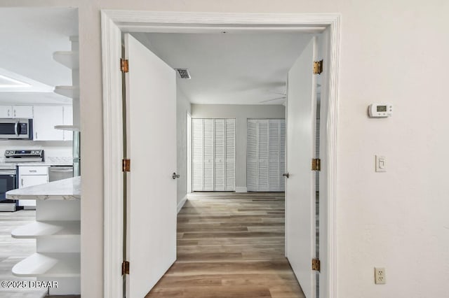 2421 Needle Palm Dr, Edgewater, FL 32141 - corridor featuring light wood-type flooring