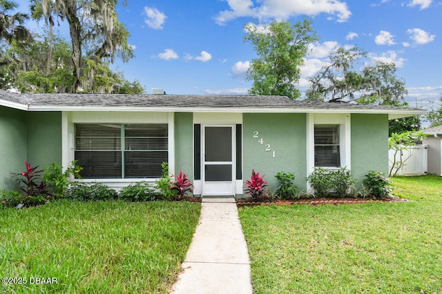 2421 Needle Palm Dr, Edgewater, FL 32141 - view of front of home with stucco siding and roof with shingles