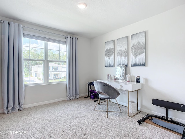 view of carpeted home office