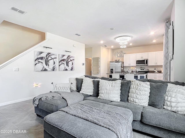 view of tiled living room