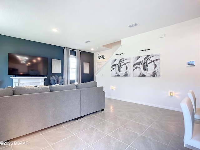 view of tiled living room