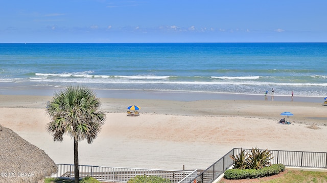 property view of water featuring a view of the beach