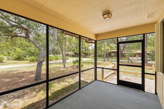 view of unfurnished sunroom