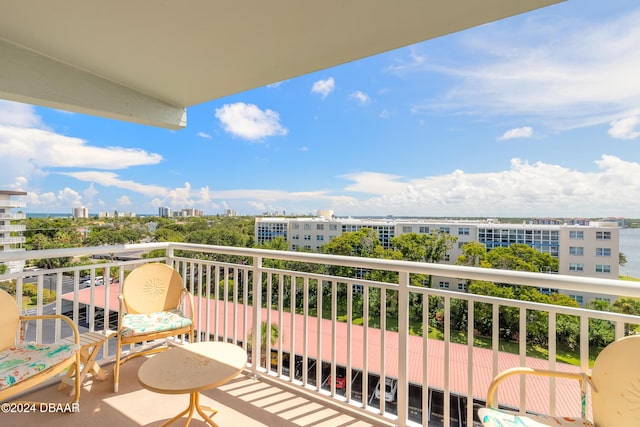 balcony with a view of city
