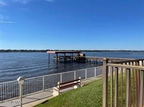 view of dock featuring a water view