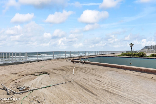 view of water feature with a view of the beach