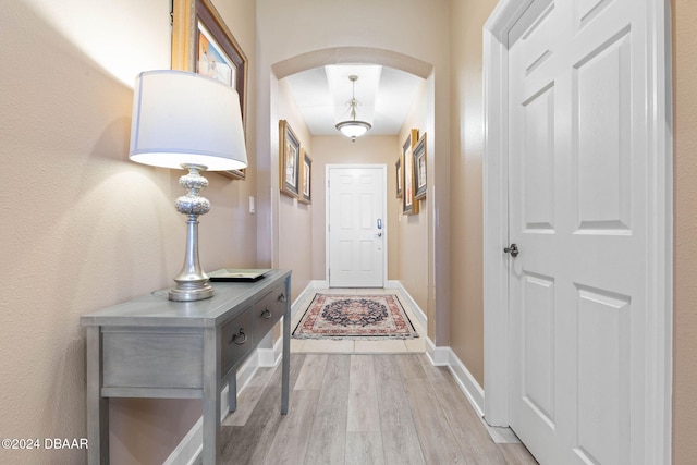 interior space with light hardwood / wood-style floors