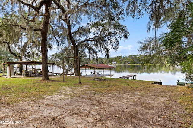 view of dock featuring a water view