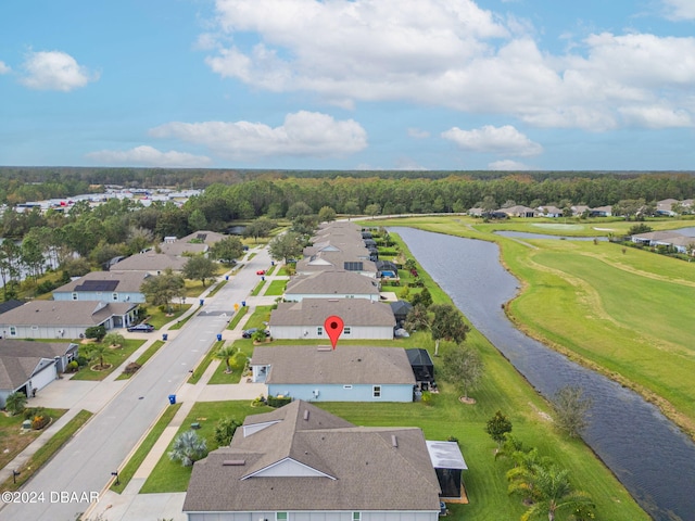 bird's eye view featuring a water view